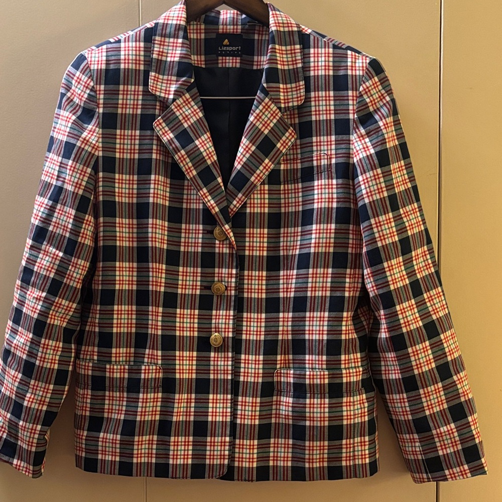 Women's Lizsport Plaid Blazer Size 8P Preppy Professional